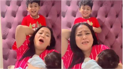 laughter queen Bharti Singh shares funny video with both sons kaju and Gola goes Viral