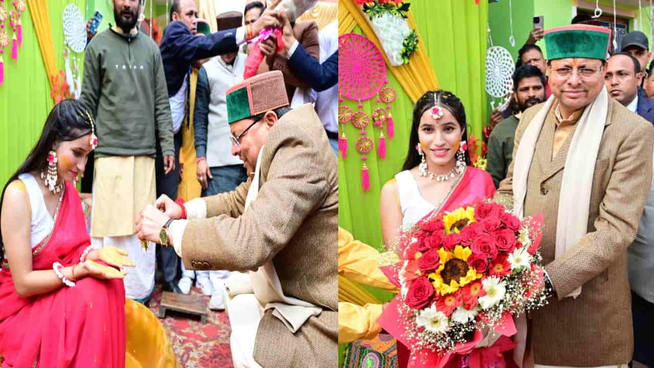 CM Dhami attended wedding of the booth president daughter Uttarkashi Watch Photos