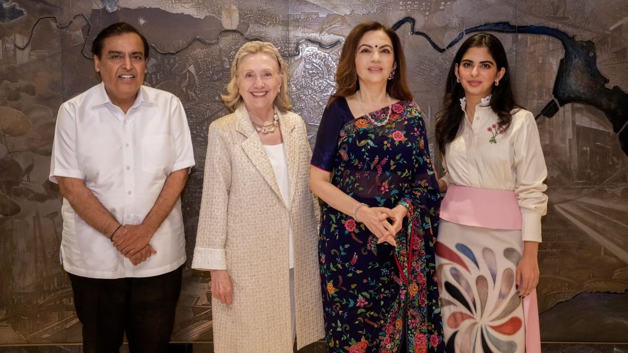 Mukesh Ambani Nita Ambani hosted Former US Secretary of State Hillary Clinton at their residence