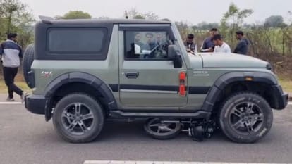 Jhansi: A speeding Thar hit a bike and dragged it for 500 meters, killing two cousins in the accident.