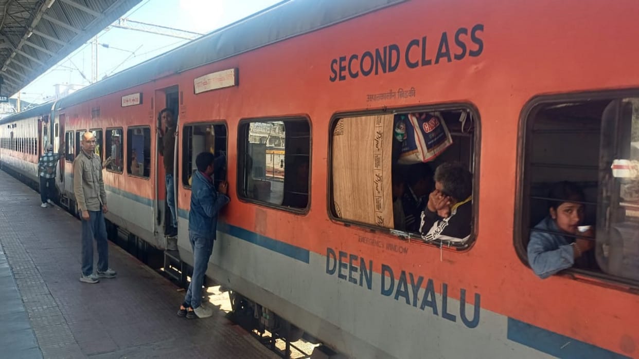 NCR Railway: Railings missing from the windows of the general coach of Kalindi Express