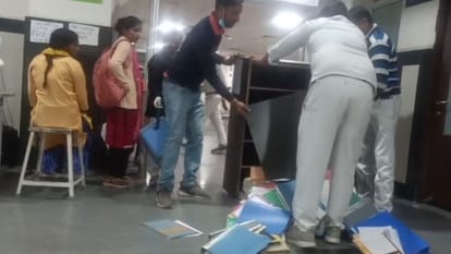 BHU hospital MS Dr. KK Gupta  throws files and cupboards out of MCH wing in Varanasi