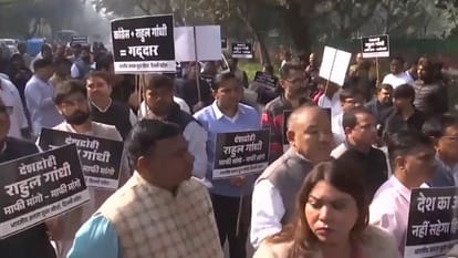 AI Summit Controversy BJP protests at Congress headquarters in Delhi