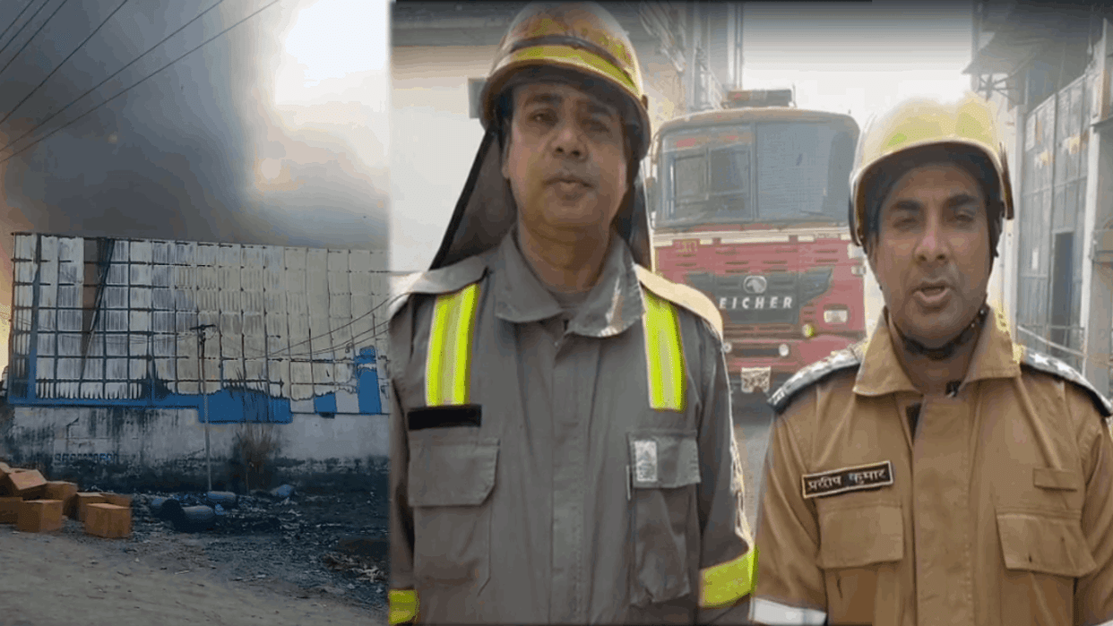 massive fire broke out in cooler cardboard factory near Bisnoli in Greater Noida