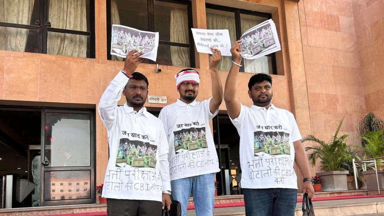 Rajasthan: Political uproar over paper leak, BAP MLA arrives at Assembly with posters and banners