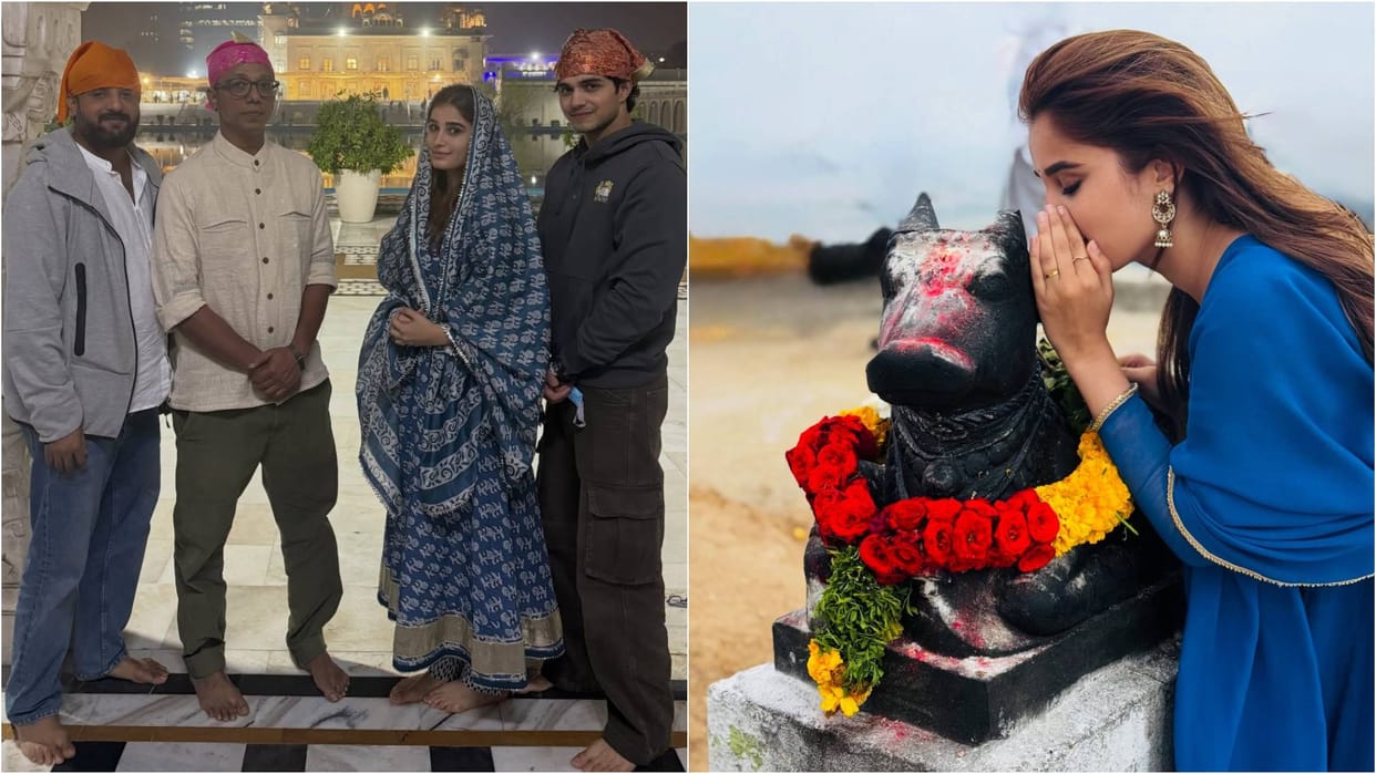 Rasha Thadani Whisper Her Wishes into Nandi Ears shares photos visiting mahadev Temple