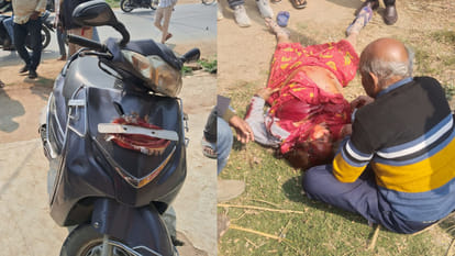 Woman riding a scooter seriously injured in Deoria road accident, admitted to medical college