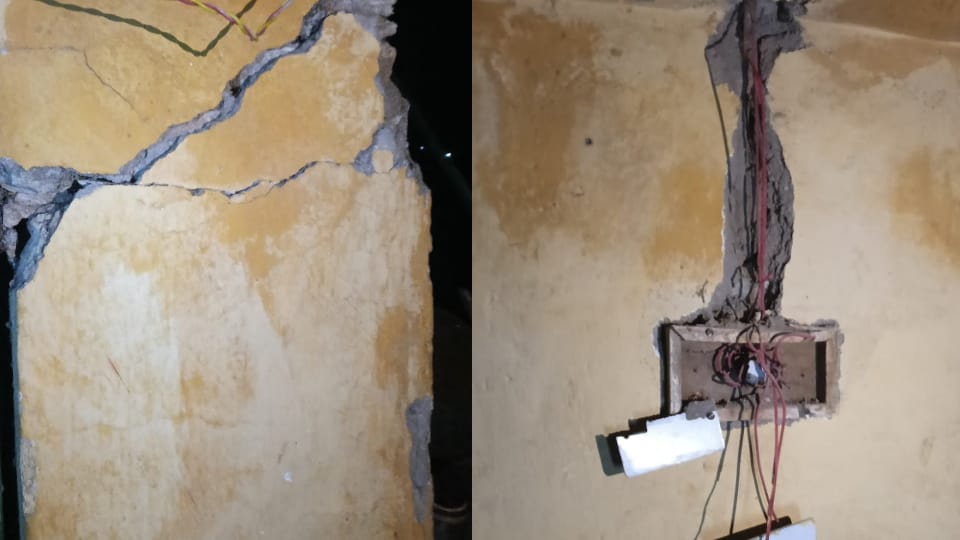 Tehri News Cracks in houses broken electric poles  burnt equipment due to lightning in Kudi village