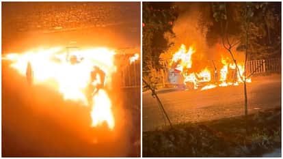 Moving car catches fire in Ambala