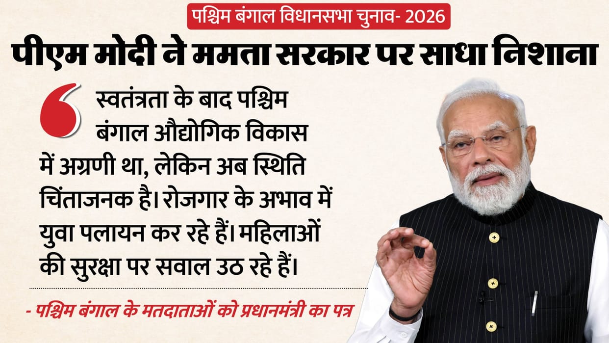 PM Modi writes letter to West Bengal voters says Everyone who dreams of golden Bengal is sad