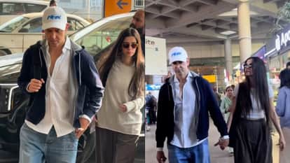 Hrithik Roshan hand in hand with saba azad at mumbai airport video goes viral