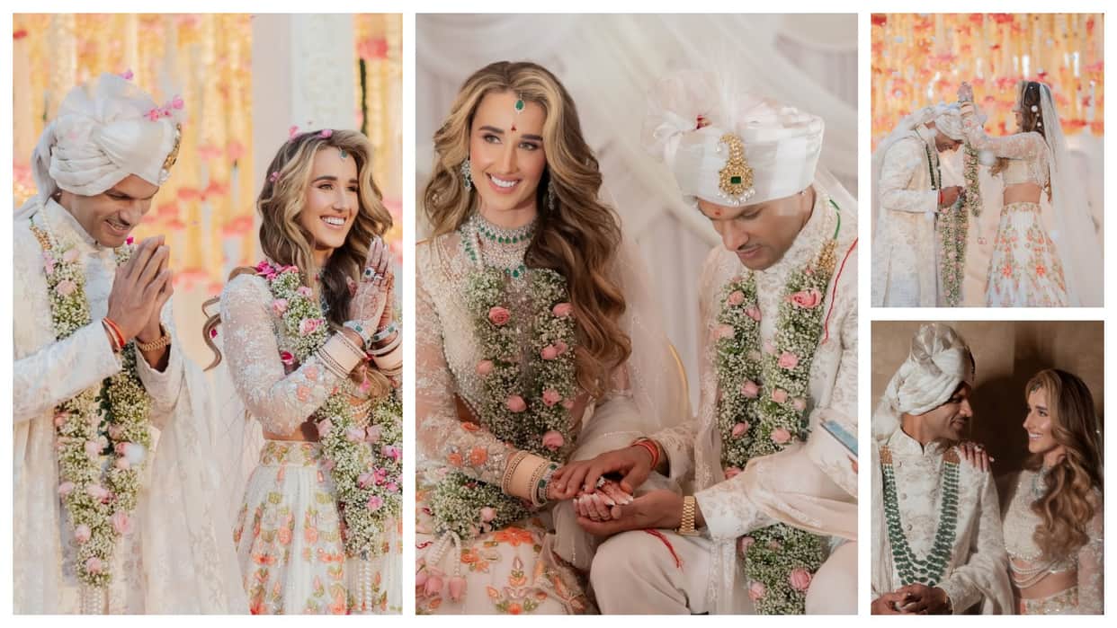 Shikhar Sophie Wedding Photos Sherwani Dress Social Media Posts