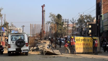 Construction work of Eta Chungi flyover in Aligarh