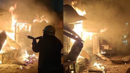 Cylinder explosion caused a fire in three shops Vishnu Ghat intersection Haridwar