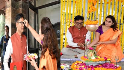 Finance Minister Choudhary left for budget after applying a tilak of soil, performed puja at Raipur residence