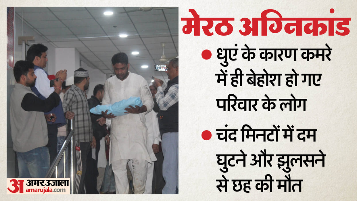 Flames scorched, smoke suffocated Rukhsar was clinging to her twin daughters Six burnt alive in Meerut fire