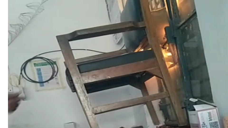 young man pelted stones and set a chair on fire at the PHC