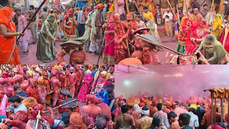Lathmar Holi celebrated in Barsana in Mathura