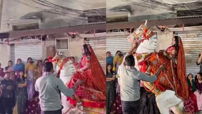 Dulhan ka video bride entered her wedding on a horse like warrior video goes viral