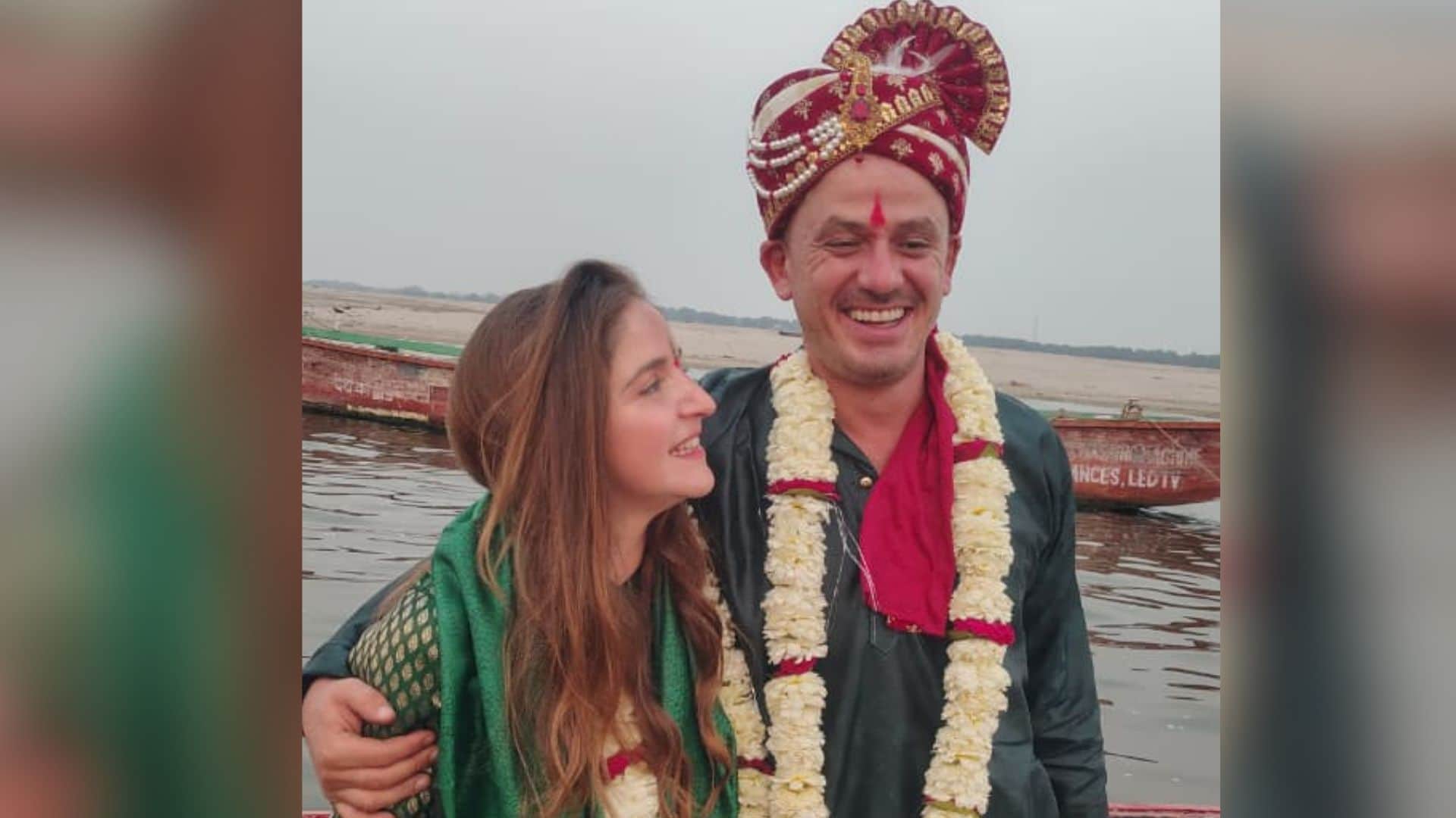 Unique wedding of Ruiz and Gonzalo from Mexico got married in Ganges at Assi Ghat in Kashi