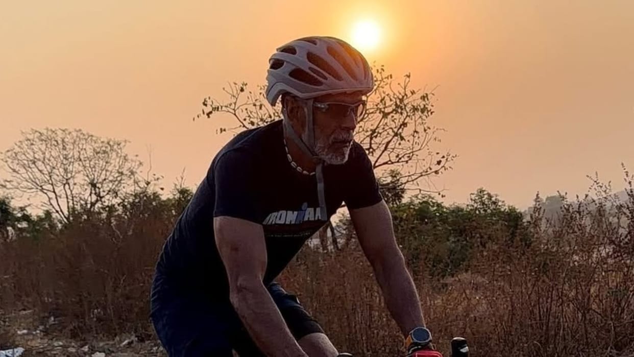 Milind Soman Ankita Konwar cycle 55 km with 3000 feet climb at the historic Panhala Fort
