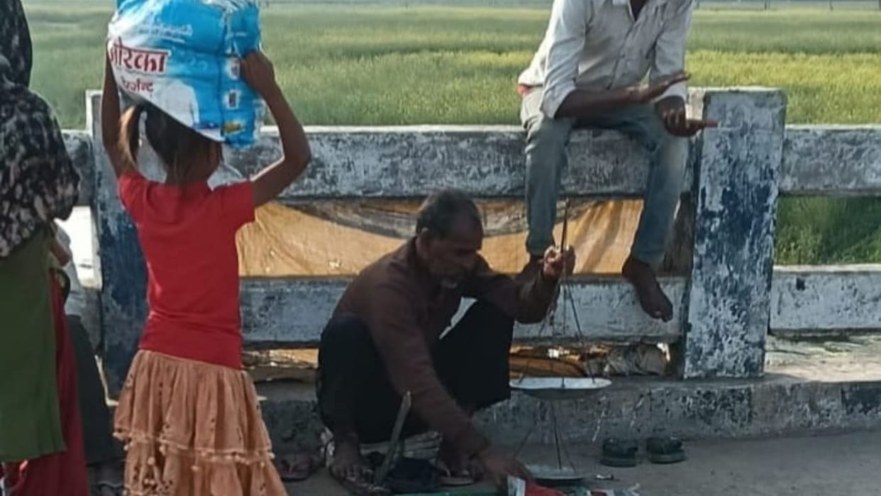 Open meat sale on the Daha River bridge has increased the filth, angering devotees.