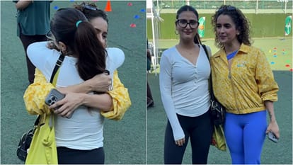 Sanya Malhotra celebrate her Birthday actress fatima sana shaikh attends event and gives hug full of love
