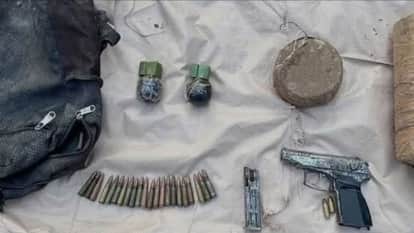 Security forces busted a hideout in Kasbalari village of Mendhar area in Poonch district and recovered a cache