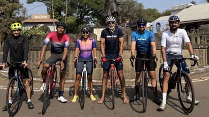 Milind Soman Ankita Konwar cycle 55 km with 3000 feet climb at the historic Panhala Fort