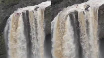 Man performs dangerous stunt in waterfall using boat people stunned after watching the video