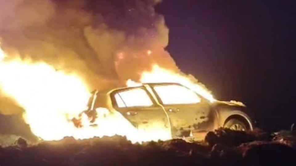 Husband murdered female constable and two-year-old son burned bodies after setting car on fire in rampur