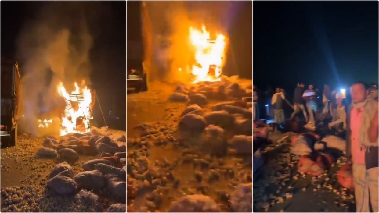 Bihar News: Two trucks collide head-on in Kishanganj, driver and co-driver killed in fire