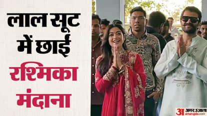 Rashmika and Vijay were seen together Udaipur Airport first time after marriage grand reception in Hyderabad