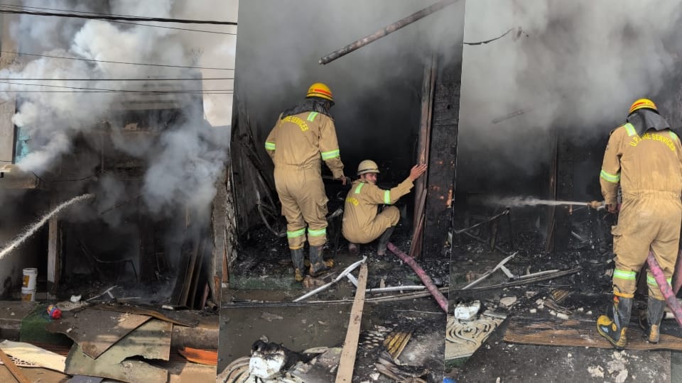 Fire breaks out in house, man trapped on roof rescued