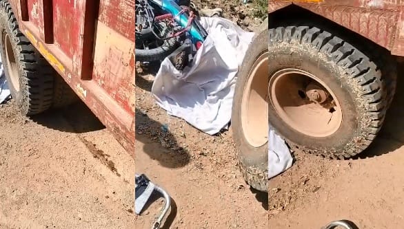 Kanpur brick laden tractor crushed biker trapping him between wheels and causing him to die in agony