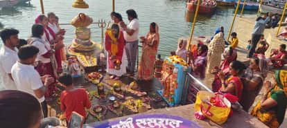 Namami Gange celebrated Holi with Mahadev on Ganga ghat and performed aarti in varanasi