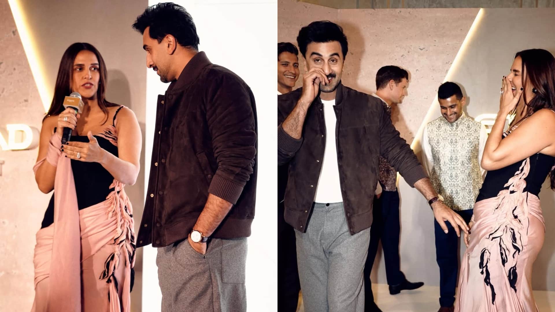 Neha Dhupia Has Fun With Ranbir Kapoor Shares Bts Photos With Husband Angad
