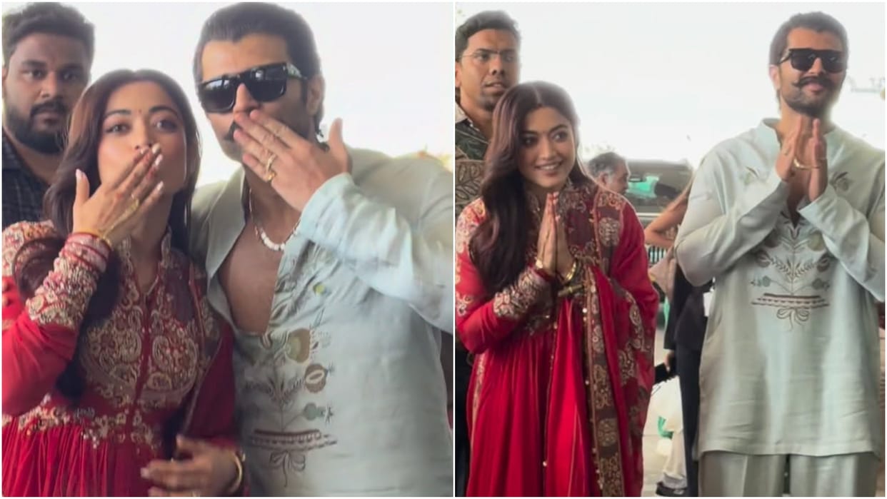 Vijay Deverakonda And Rashmika Mandanna First Appearance After Wedding In Udaipur Both Are Looking So Happy