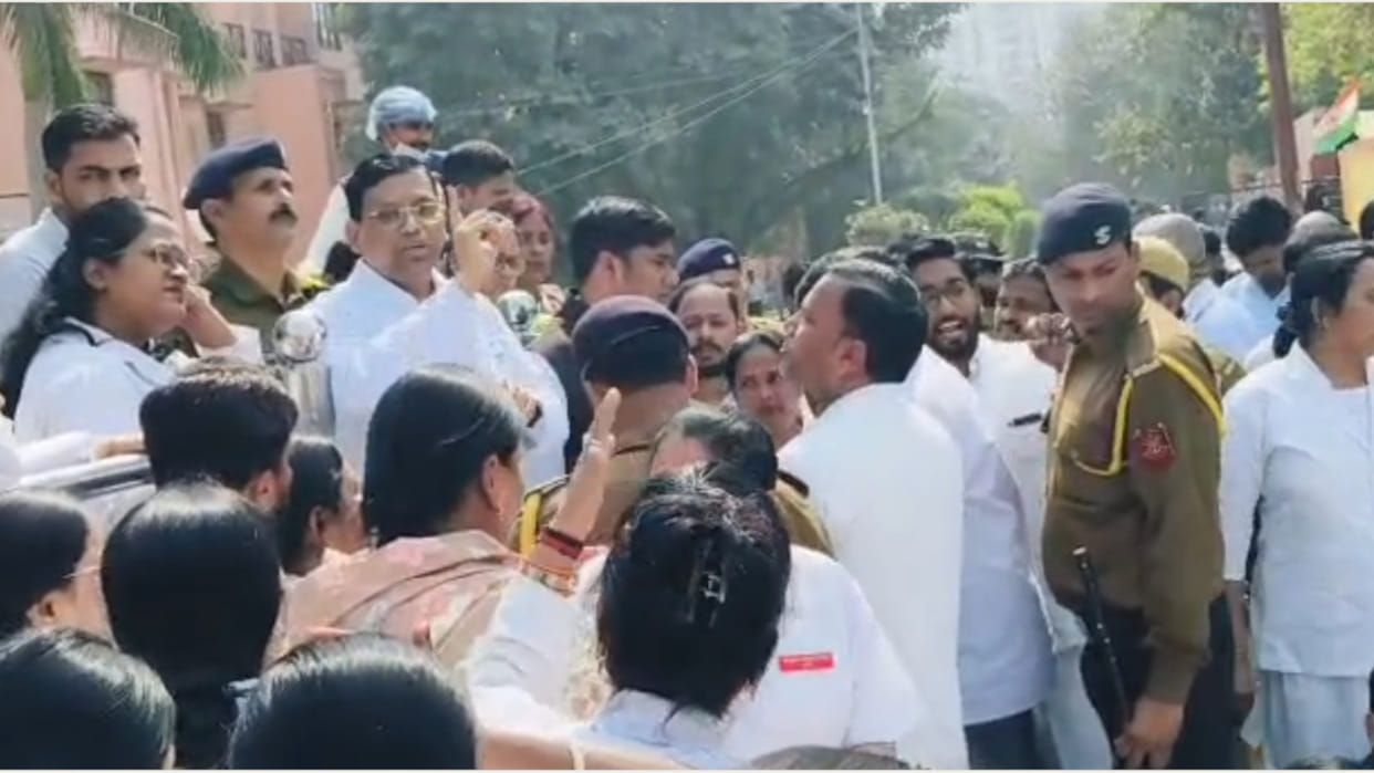 Other medical college employees came in support of the nursing staff. intern had beaten the nursing staff.