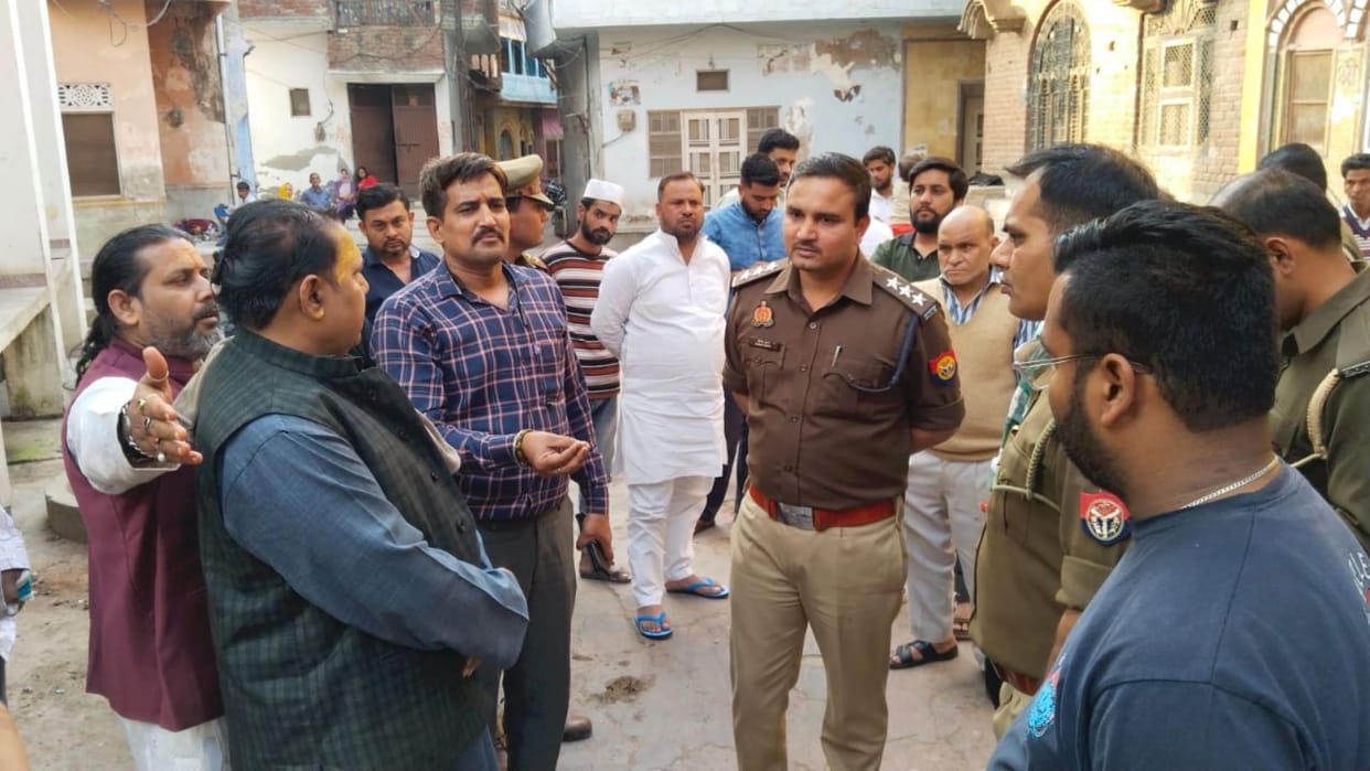 Situation of tension due to animal remains falling at Holika Dahan site in Bulandshahr
