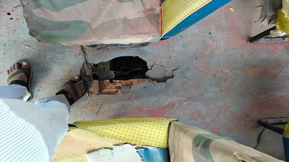 ukg girl student died after falling through torn floor of school bus