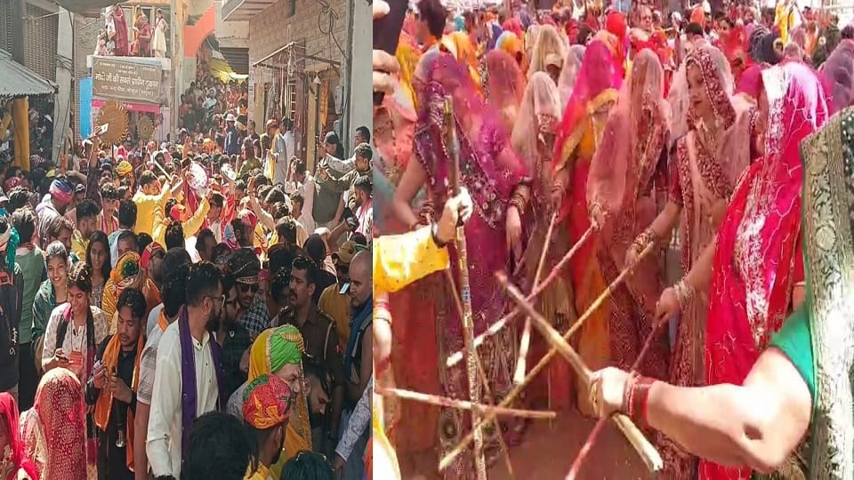 chhadimar holi celebrated at gokul in mathura