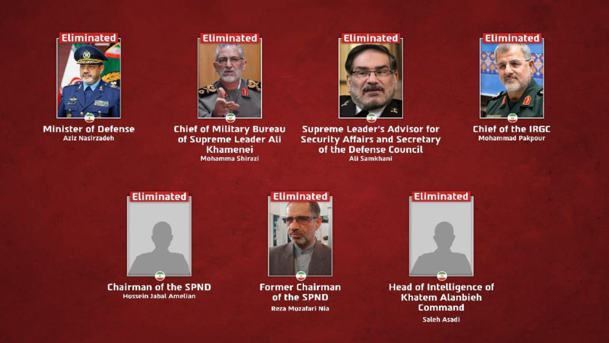 Iran defense leadership devastated Commander-in-Chief killed in US-Israel attacks, 7 military officers also