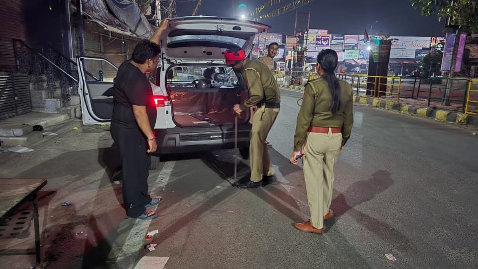 Tight security in Jalandhar at night