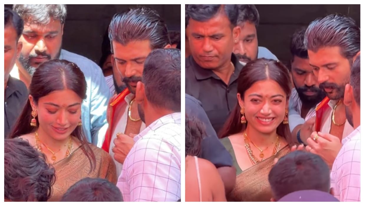 Rashmika Mandanna Vijay Deverakonda seek blessings at Tirupathi Balaji Temple after wedding