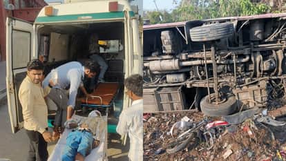 Around 18 people injured in roadways bus overturns on NH in Sant Kabir Nagar