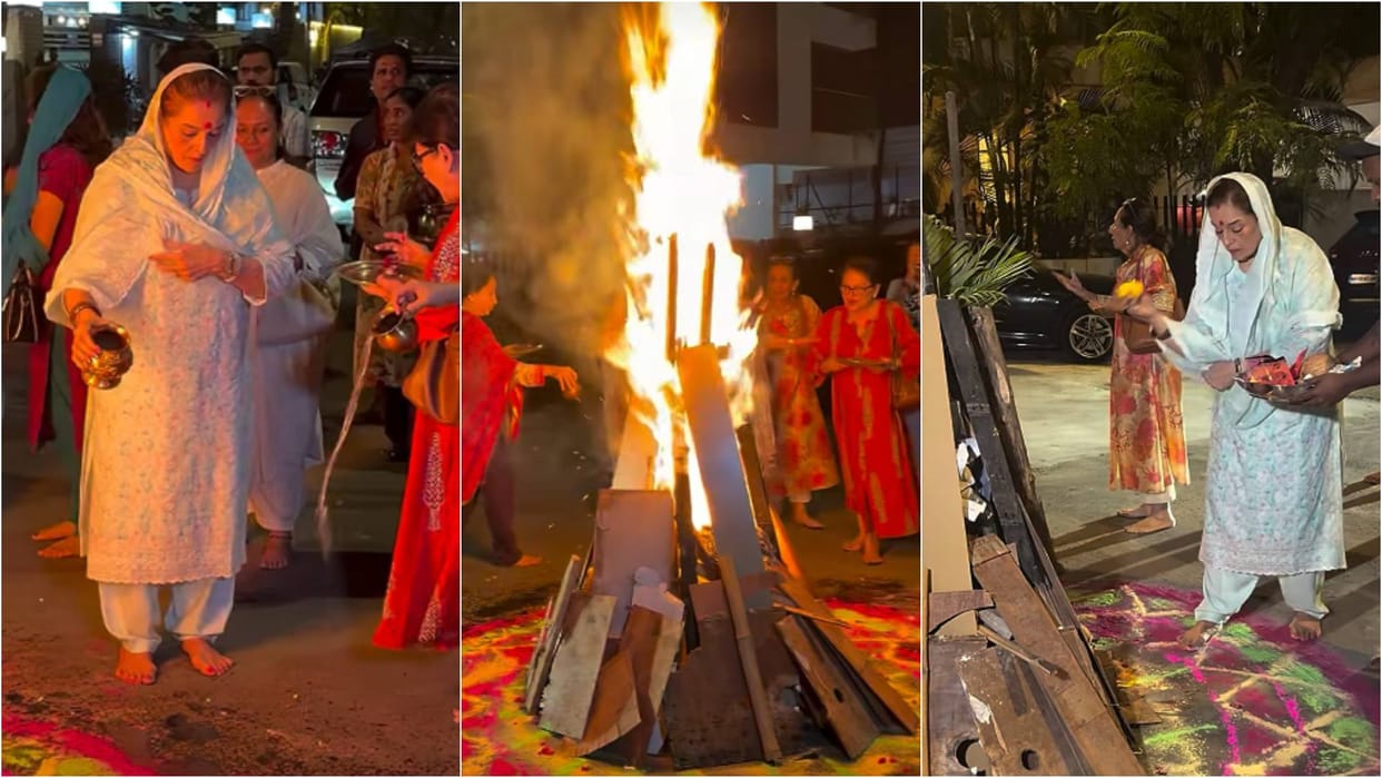 Holi 2026: Shatrughan Sinha wife and Sonakshi Sinha Mother Poonam Sinha participates in Holika Dahan rituals