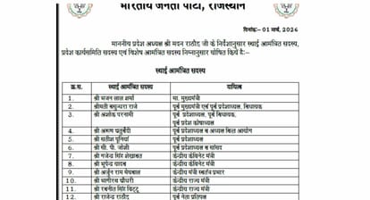 rajasthan bjp new state committee permanent invited members bhajanlal sharma vasundhara raje