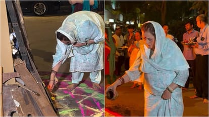 Holi 2026: Shatrughan Sinha wife and Sonakshi Sinha Mother Poonam Sinha participates in Holika Dahan rituals