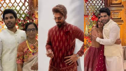 Allu Arjun brother Allu Sirish prewedding ceremony in hyderabad south actors reached along with Rashmika Vijay